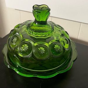 Moon and Star green butter dish with a lid!